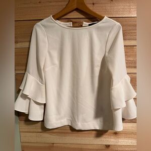 J.Crew Ivory Ruffle Sleeve Blouse Quiet Luxury Modern Romantic